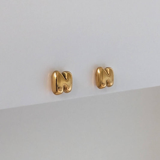 Gold Mini Letter Stud Earrings