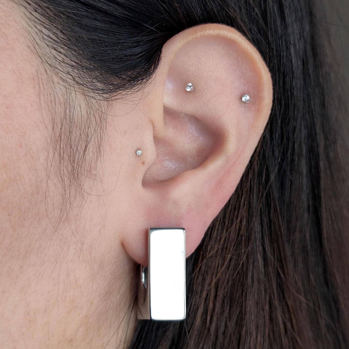 Nita Chunky Hoop Earrings - Silver