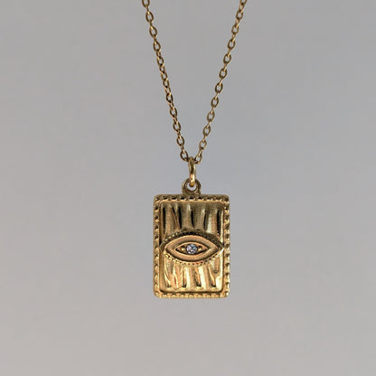 Gold Mini Evil Eye Medallion Necklace