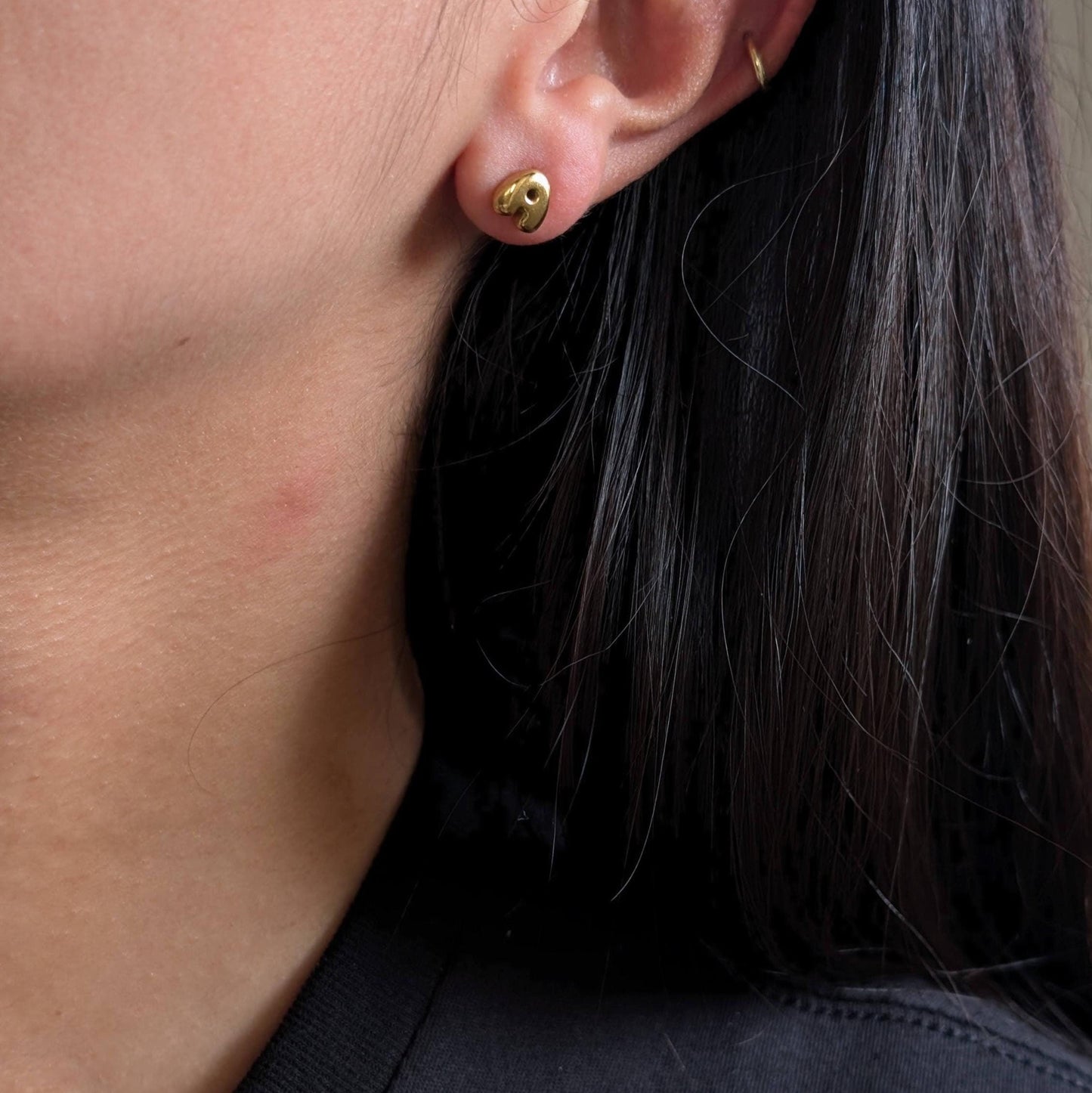 Gold Mini Letter Stud Earrings