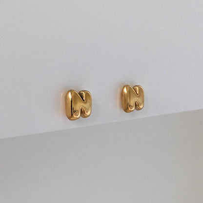 Gold Mini Letter Stud Earrings