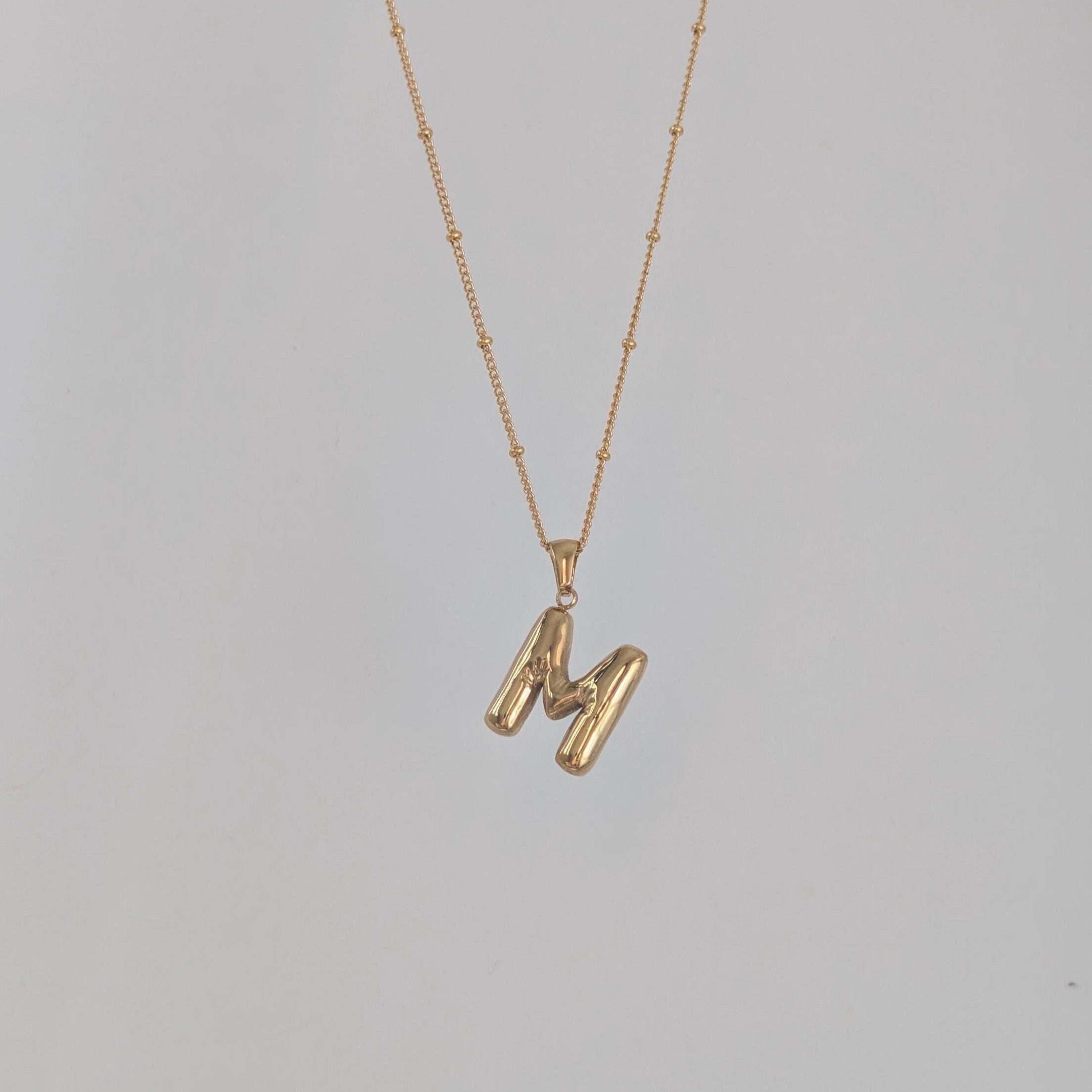 Gold Bubble Letter Necklace