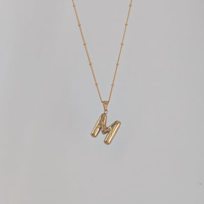 Gold Bubble Letter Necklace