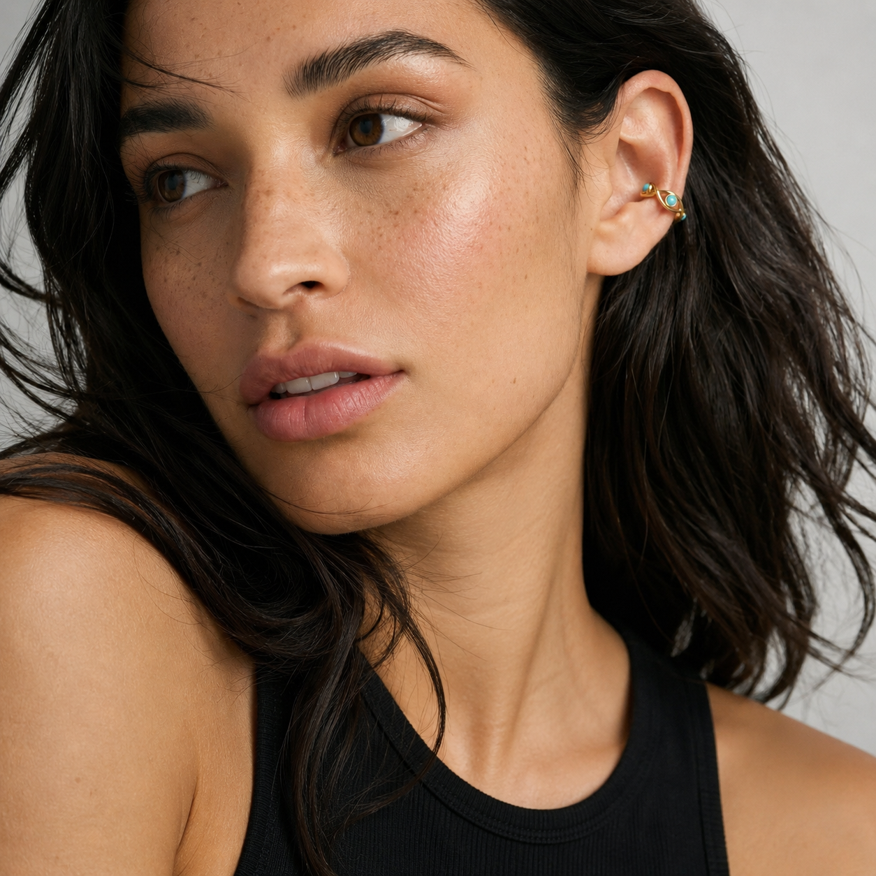 Aqua Evil Eye Ear Cuff