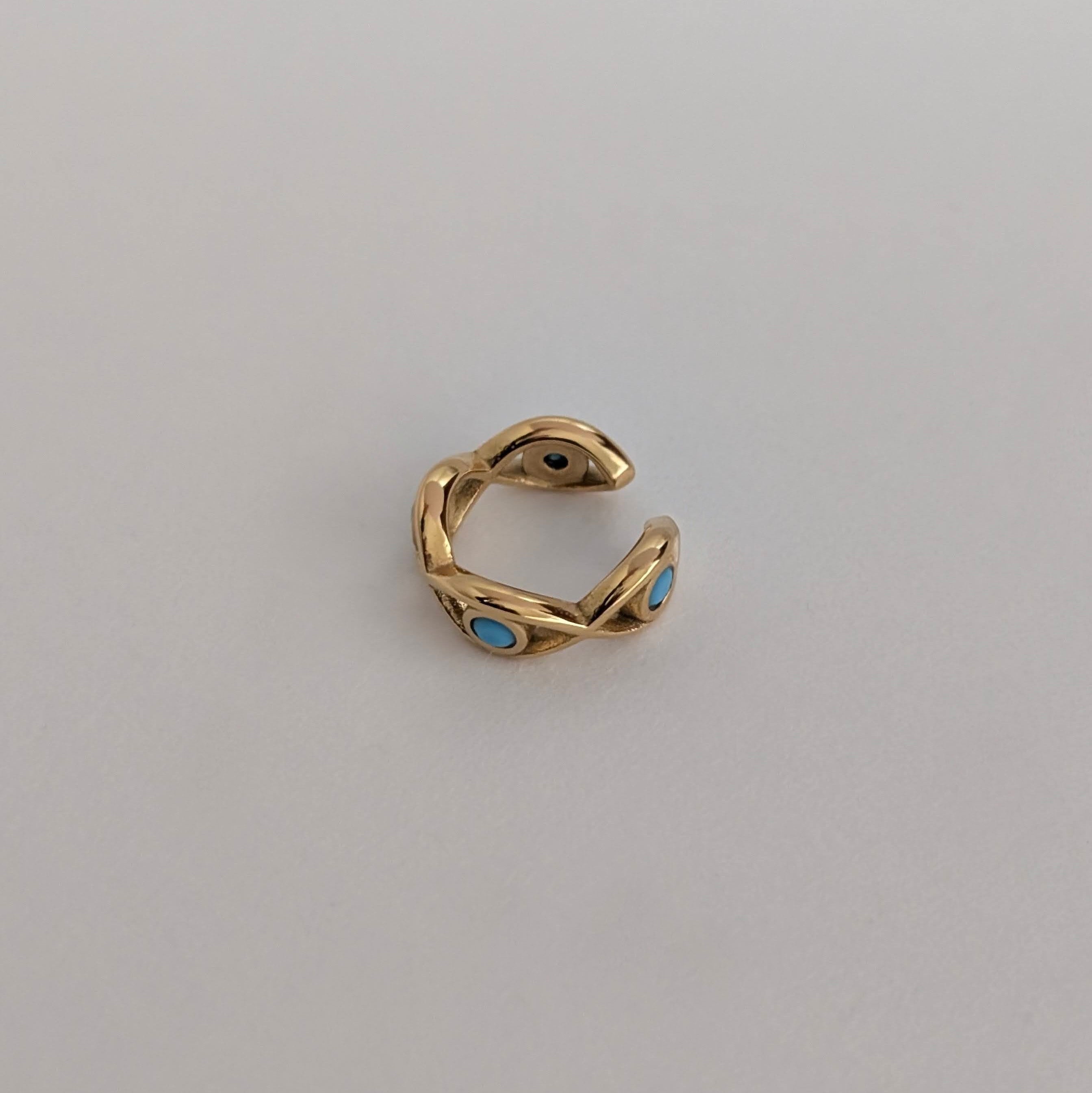 Aqua Evil Eye Ear Cuff