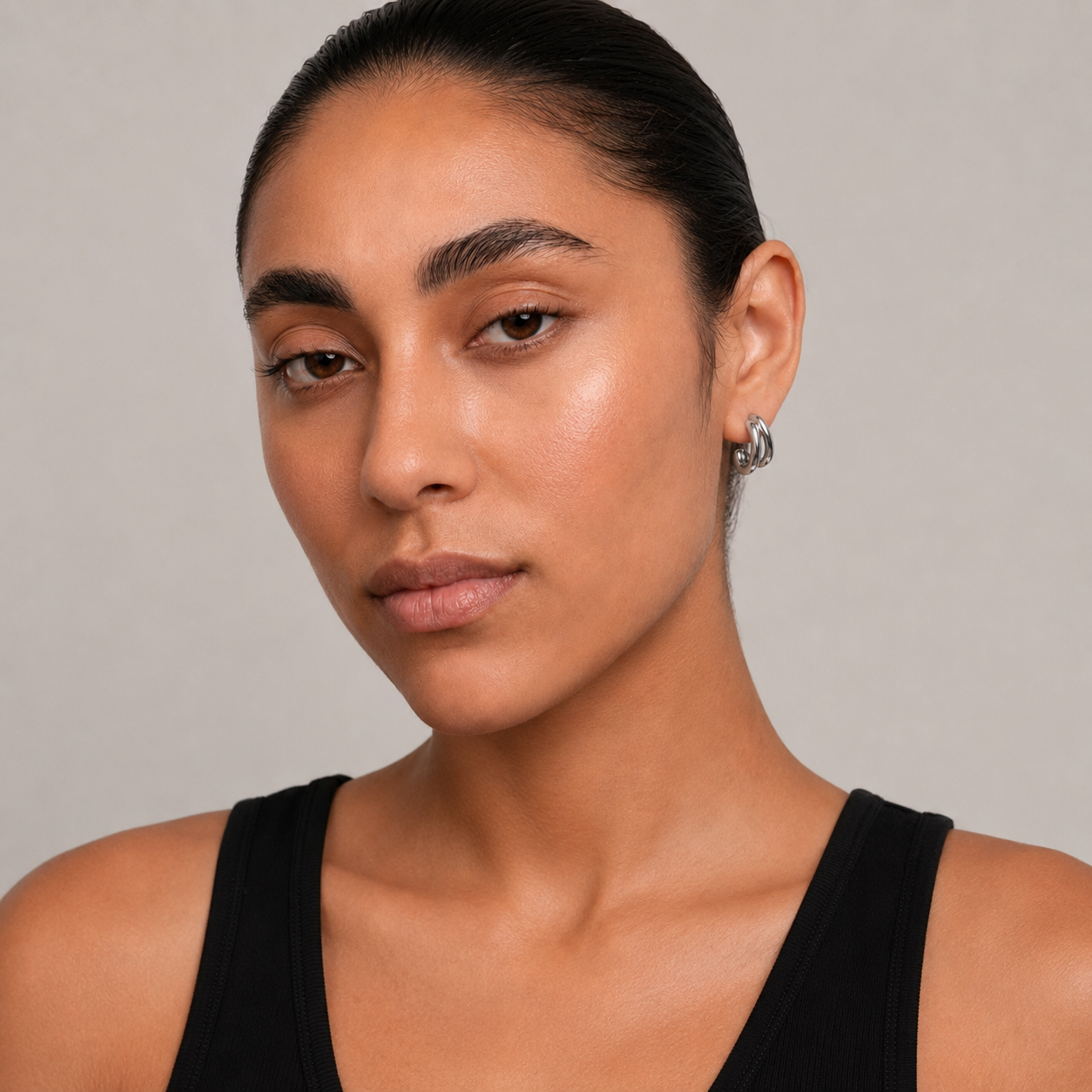 Sina Mini Double Hoops - Silver