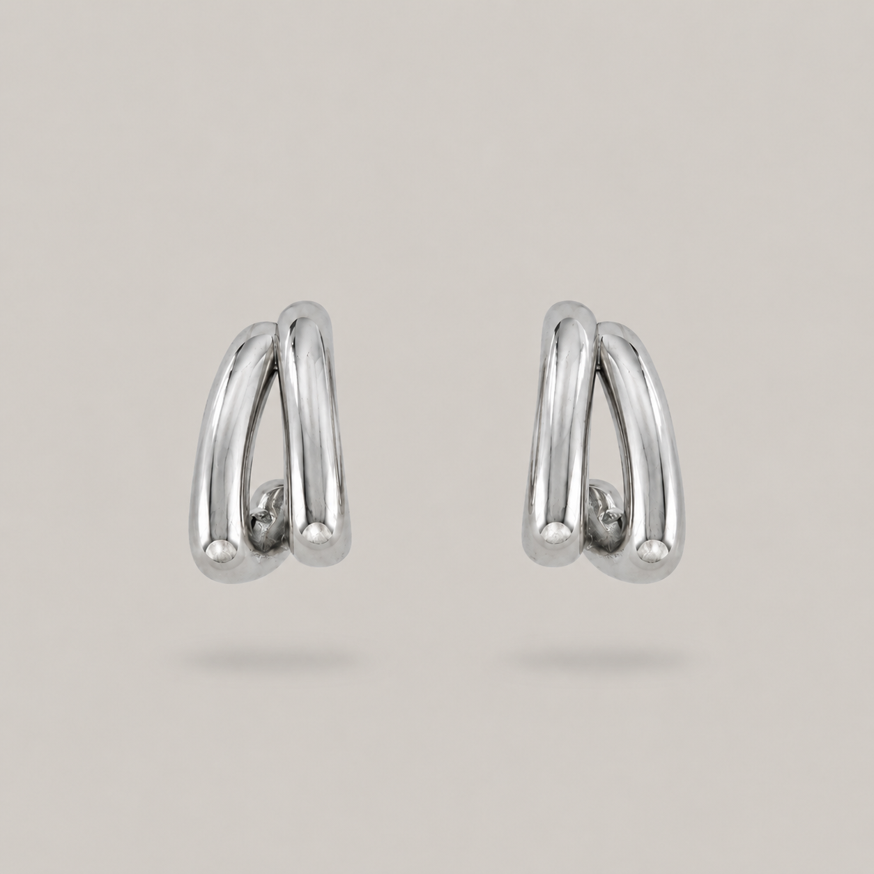 Sina Mini Double Hoops - Silver