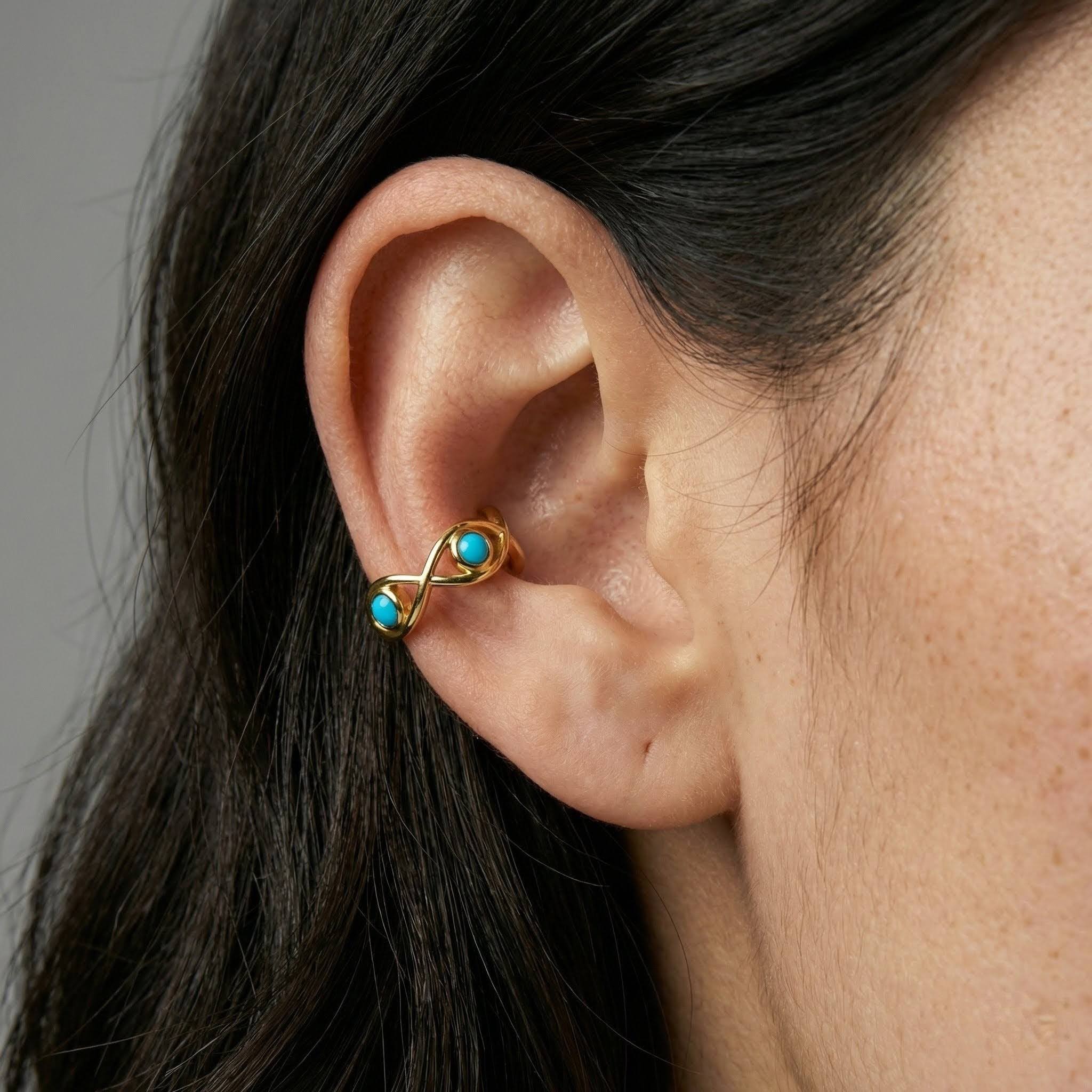 Aqua Evil Eye Ear Cuff