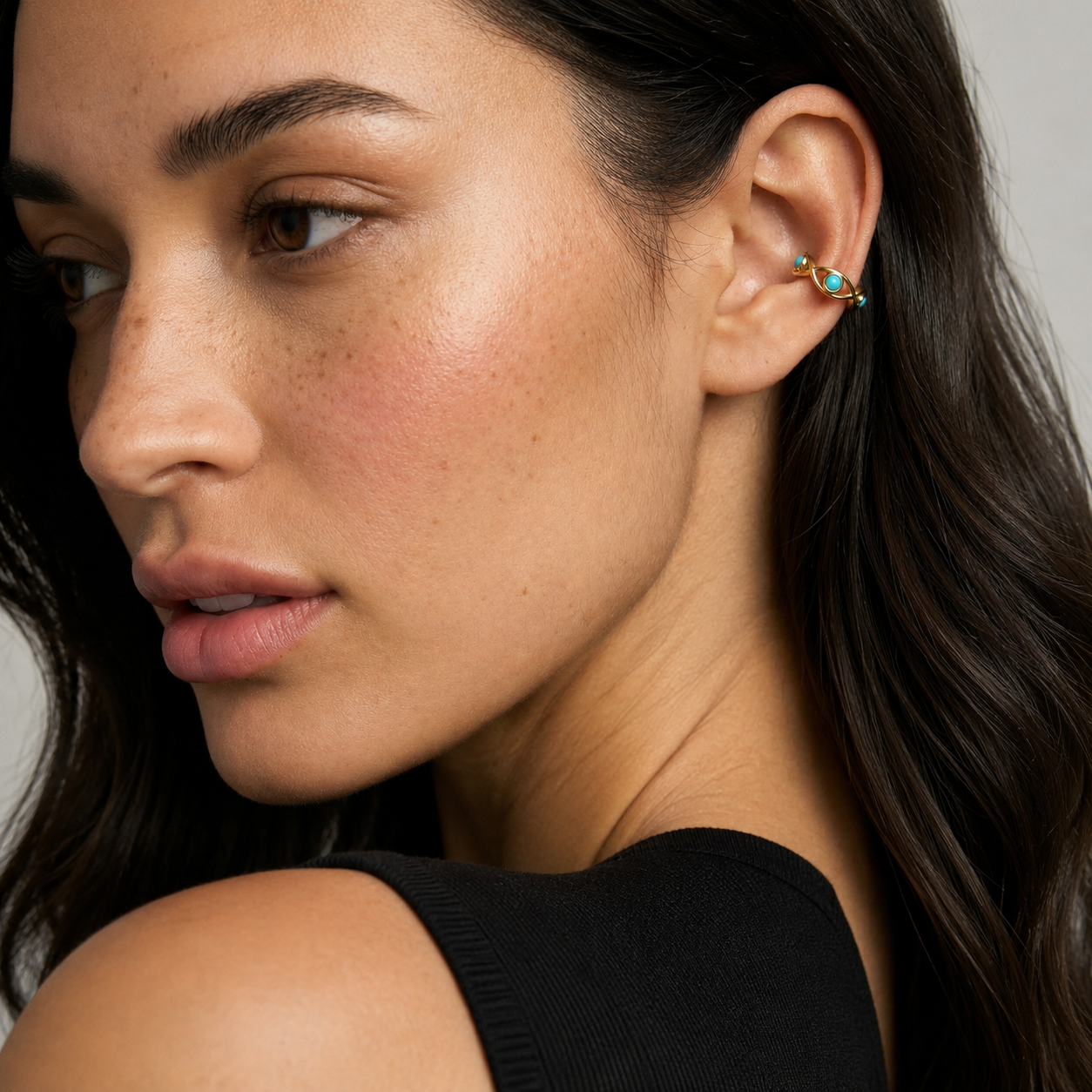 Aqua Evil Eye Ear Cuff