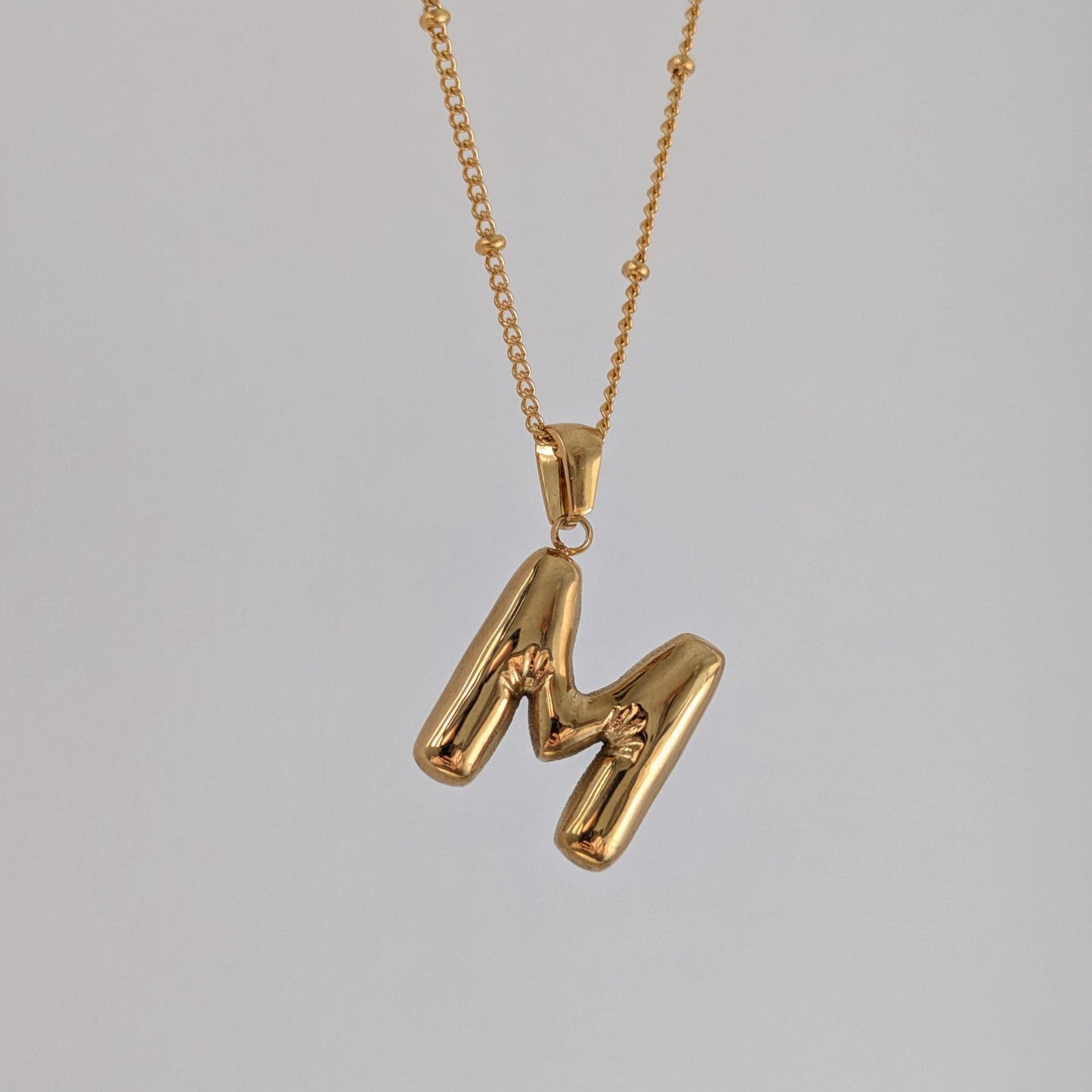 Gold Bubble Letter Necklace