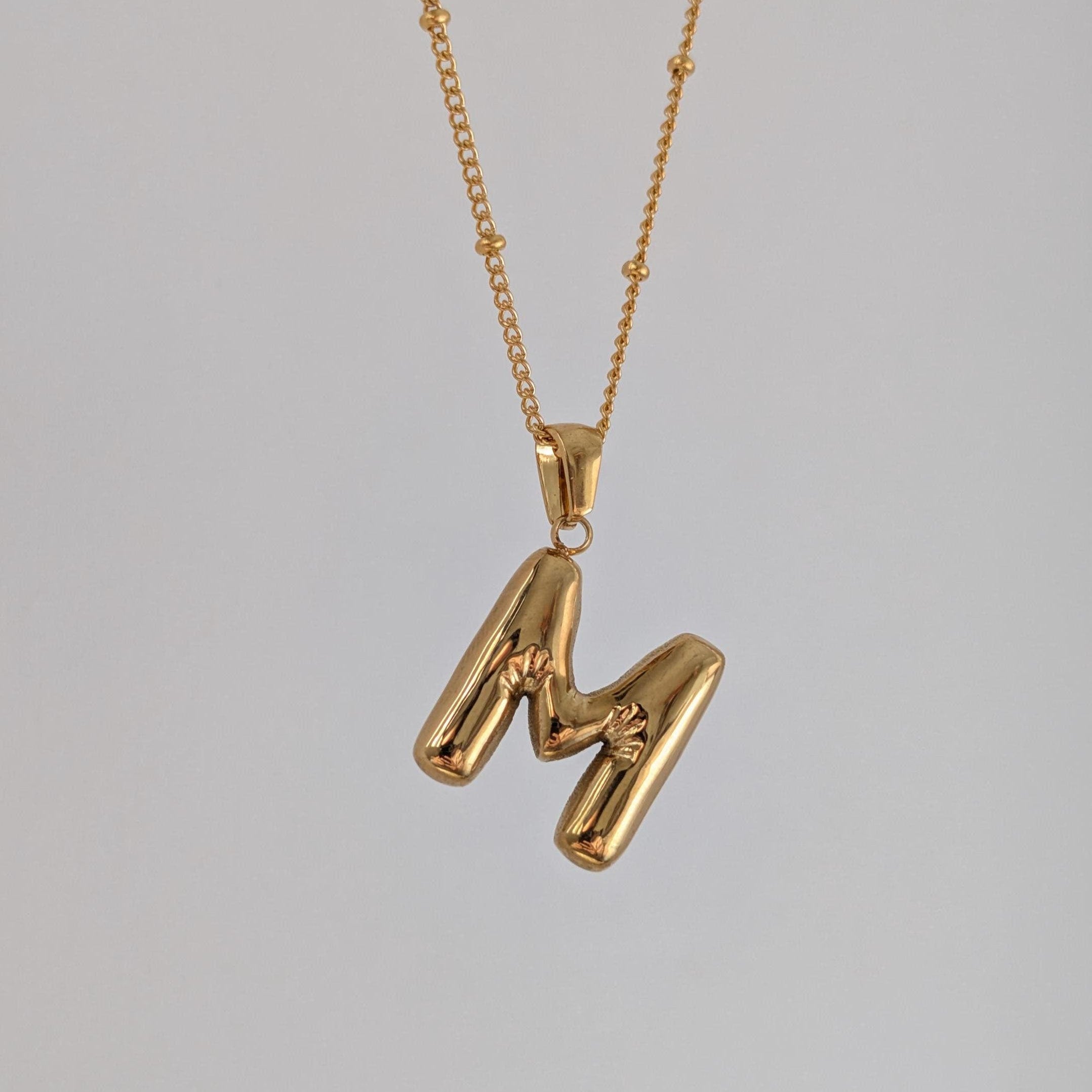 Gold Bubble Letter Necklace