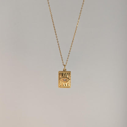 Gold Mini Evil Eye Medallion Necklace