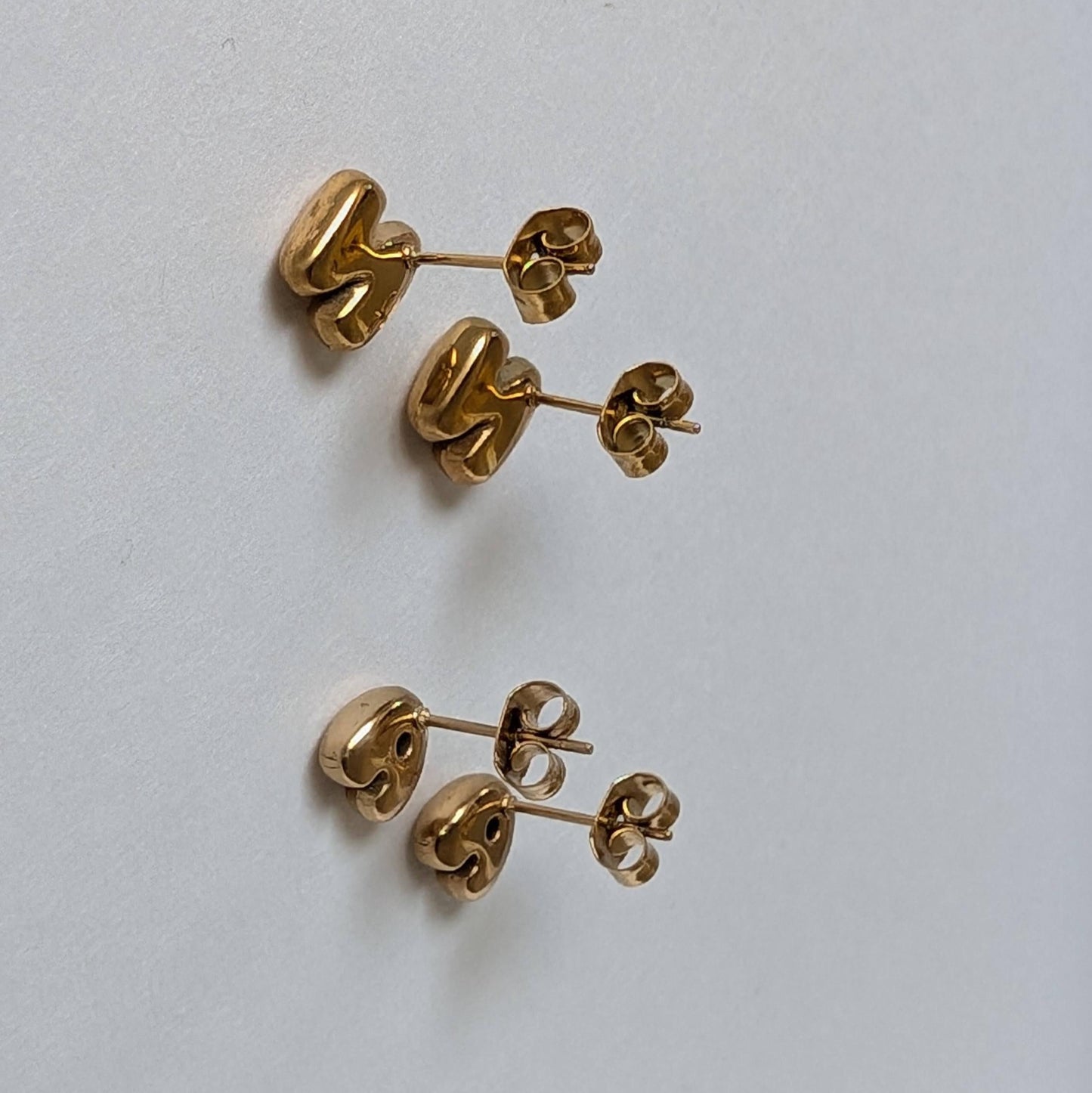 Gold Mini Letter Stud Earrings