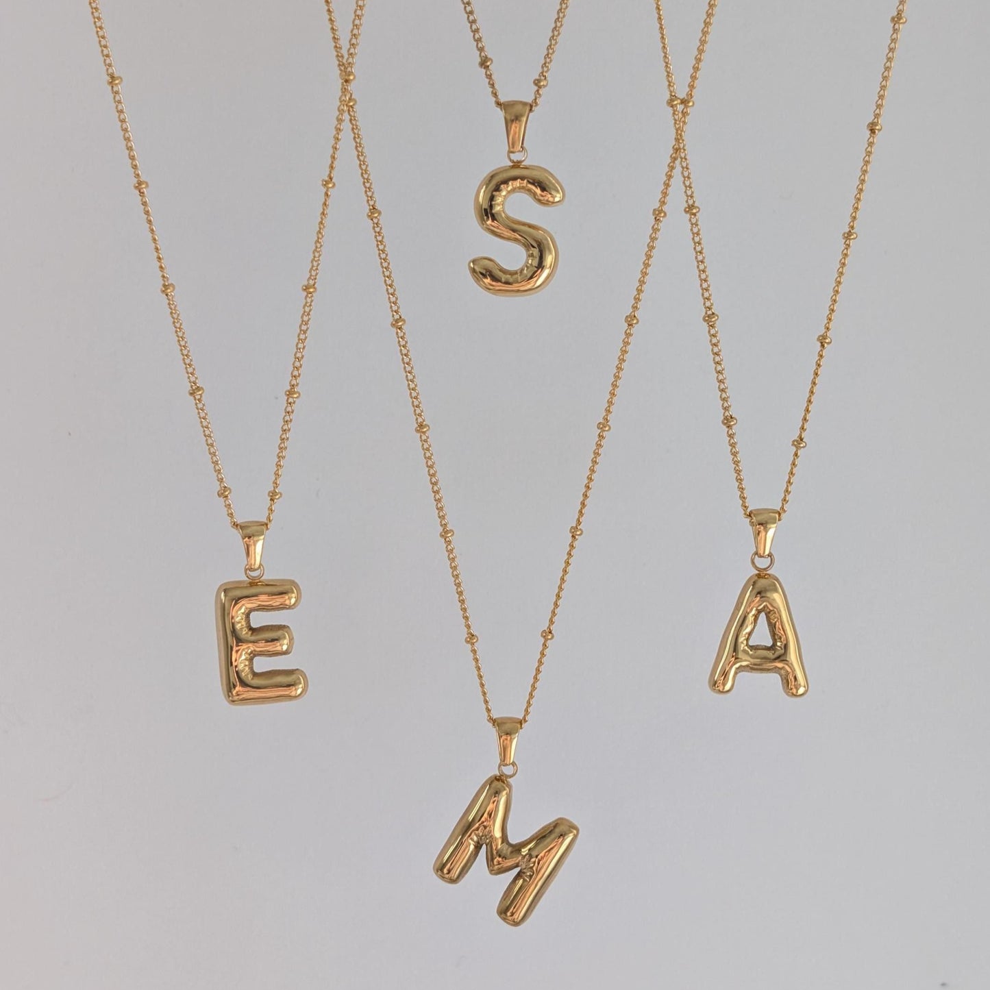 Gold Bubble Letter Necklace