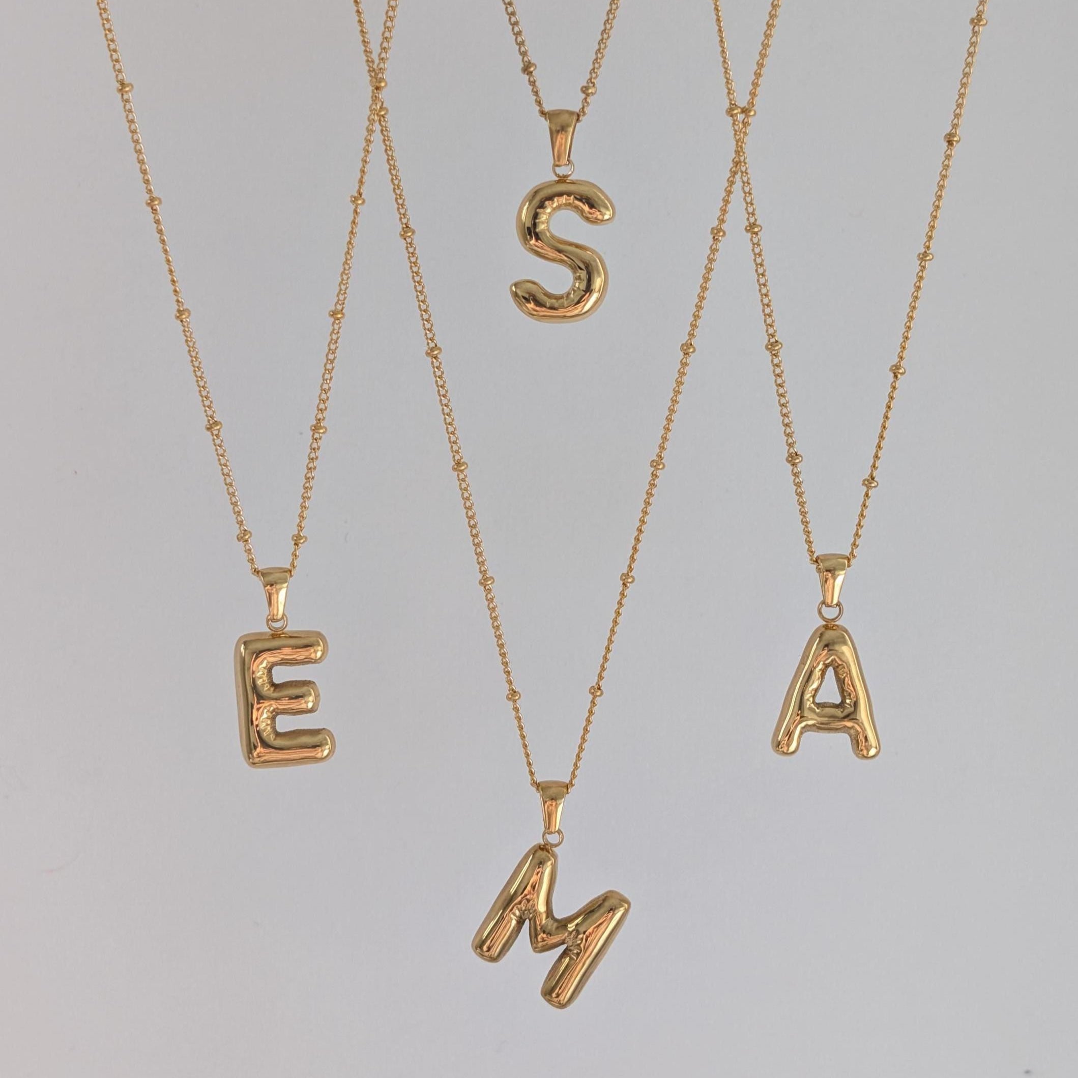 Gold Bubble Letter Necklace