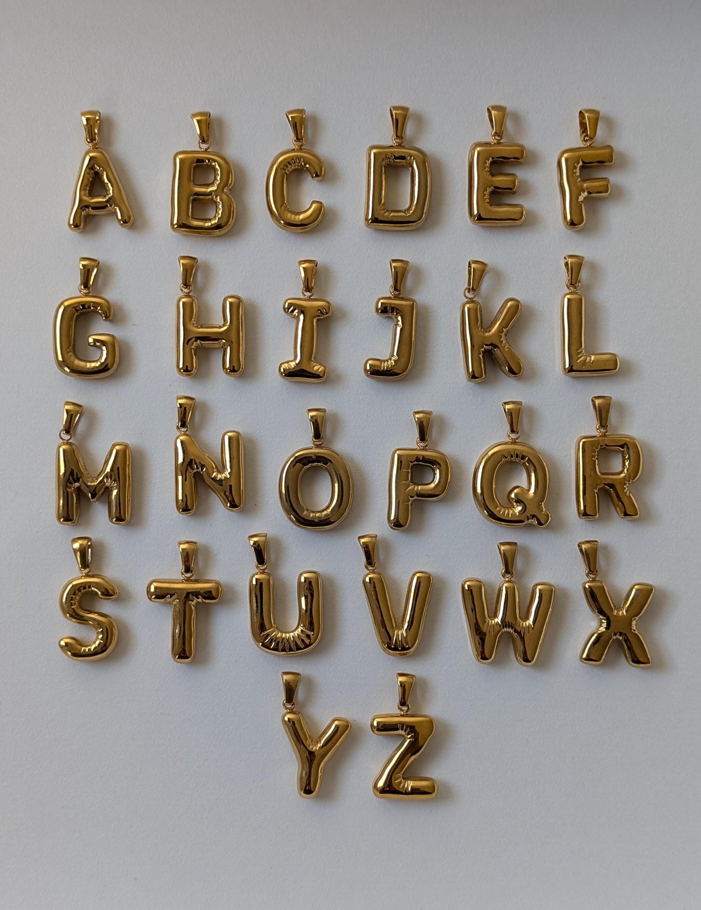 Gold Bubble Letter Necklace