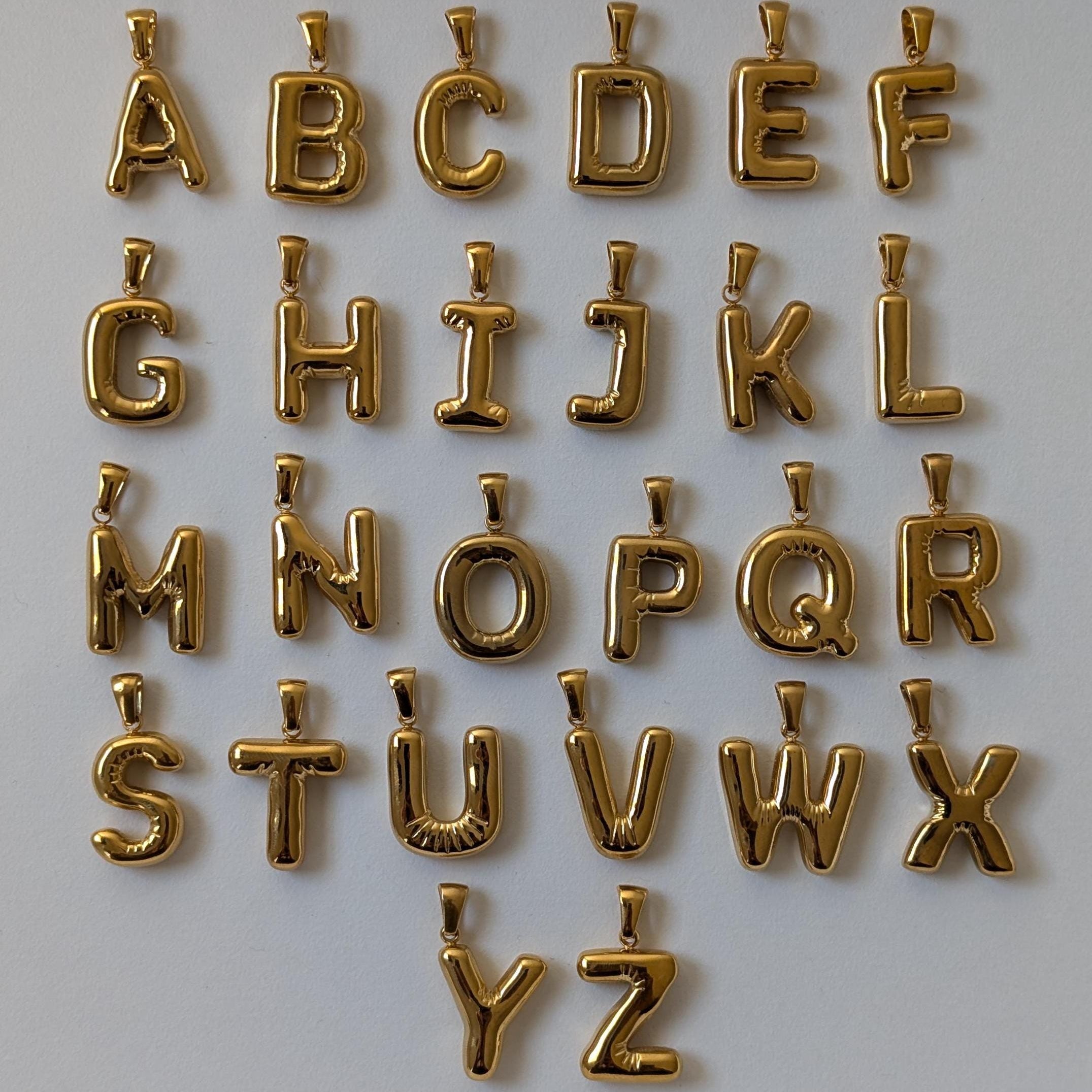 Gold Bubble Letter Necklace