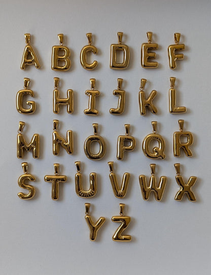 Gold Bubble Letter Necklace