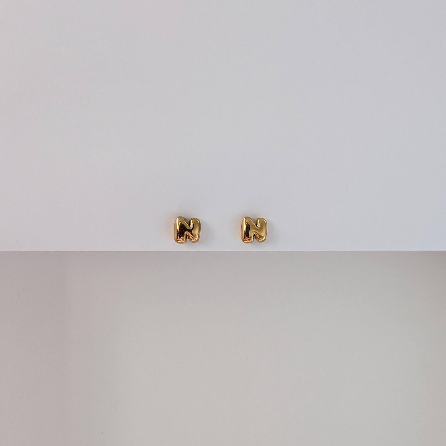 Gold Mini Letter Stud Earrings