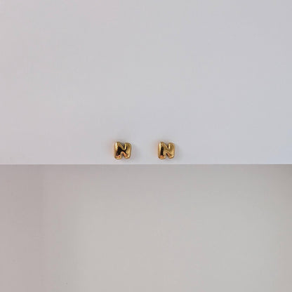 Gold Mini Letter Stud Earrings